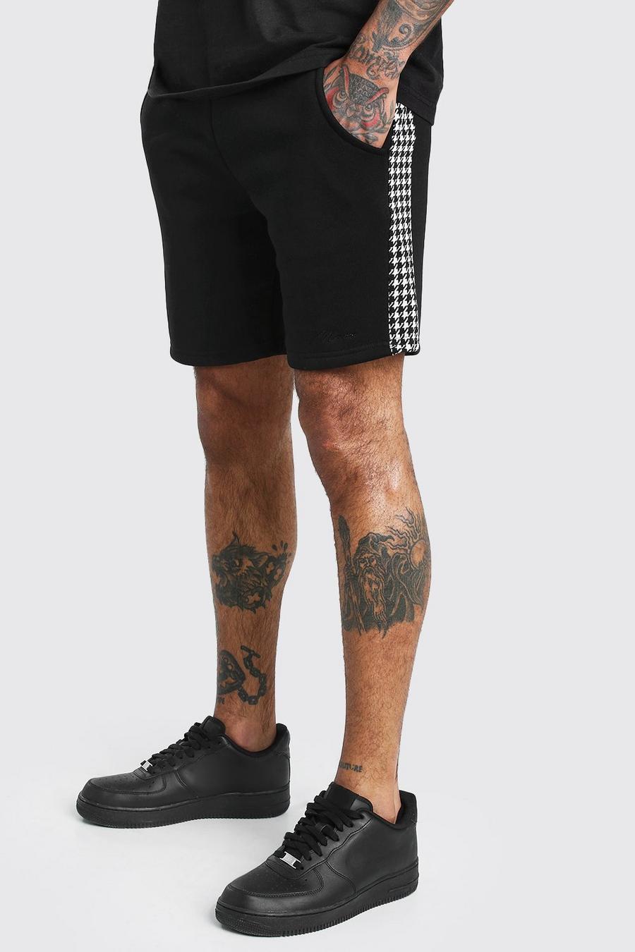 MAN Dogtooth Check Panel Mid Length Shorts image number 1
