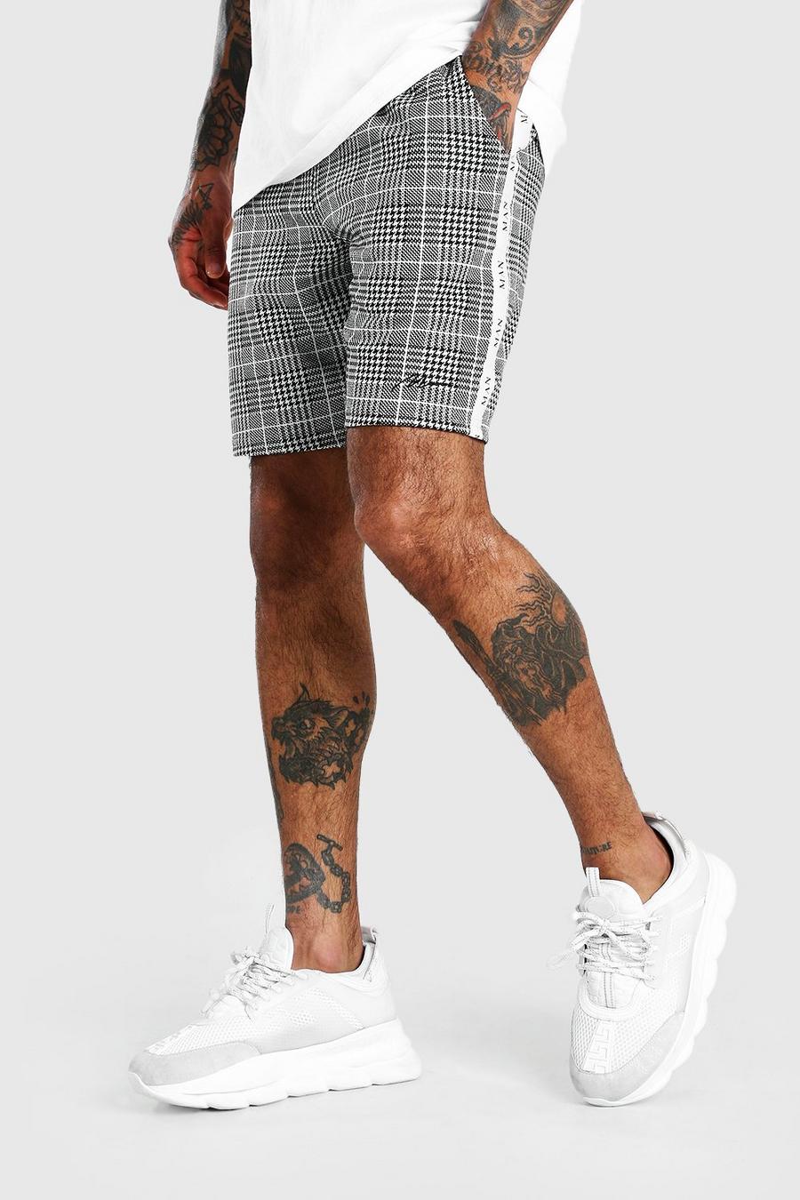 MAN Roman Tape Jacquard Mid Length Shorts, Black image number 1