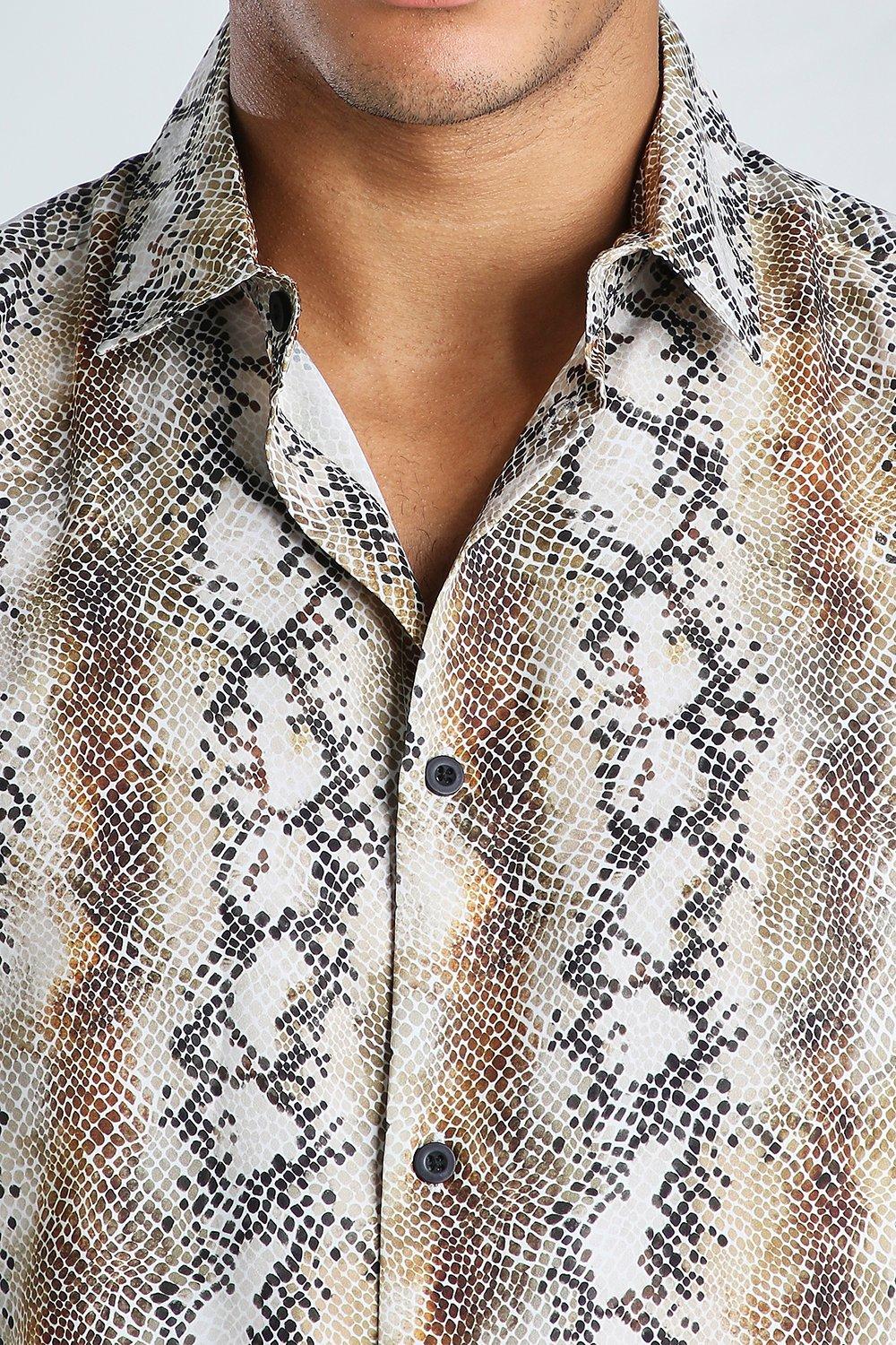 Short Sleeve Snake Print Shirt