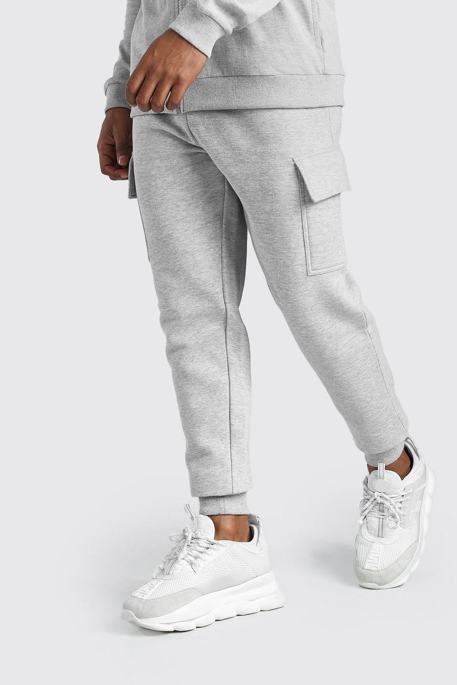 Pantalón deportivo cargo ajustado con firma MAN, Grey image number 1