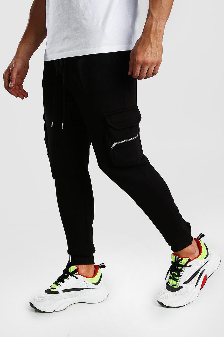 Skinny Fit Cargo Zip Detail Joggers image number 1