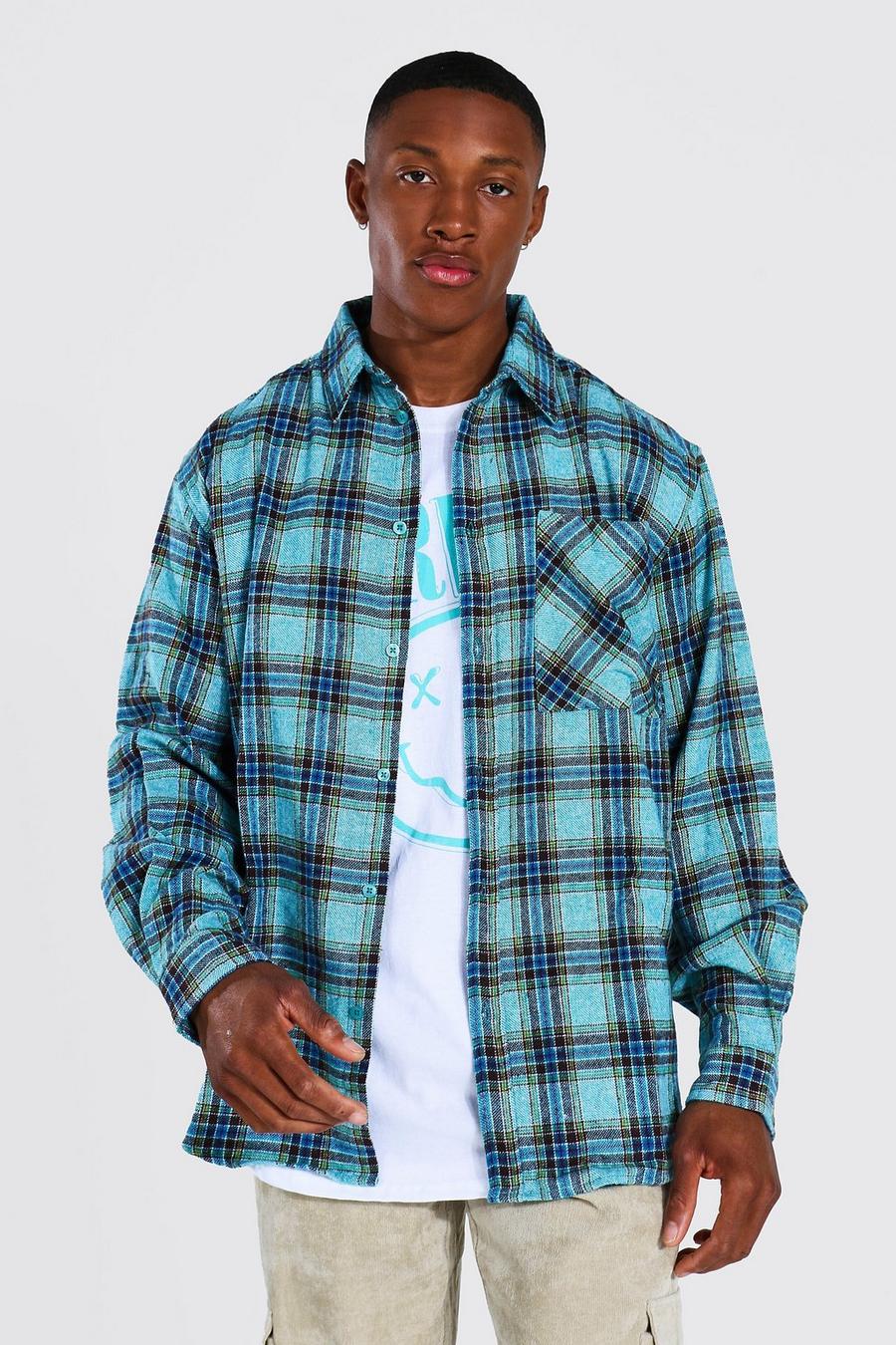 Teal Oversized Check Shirt image number 1