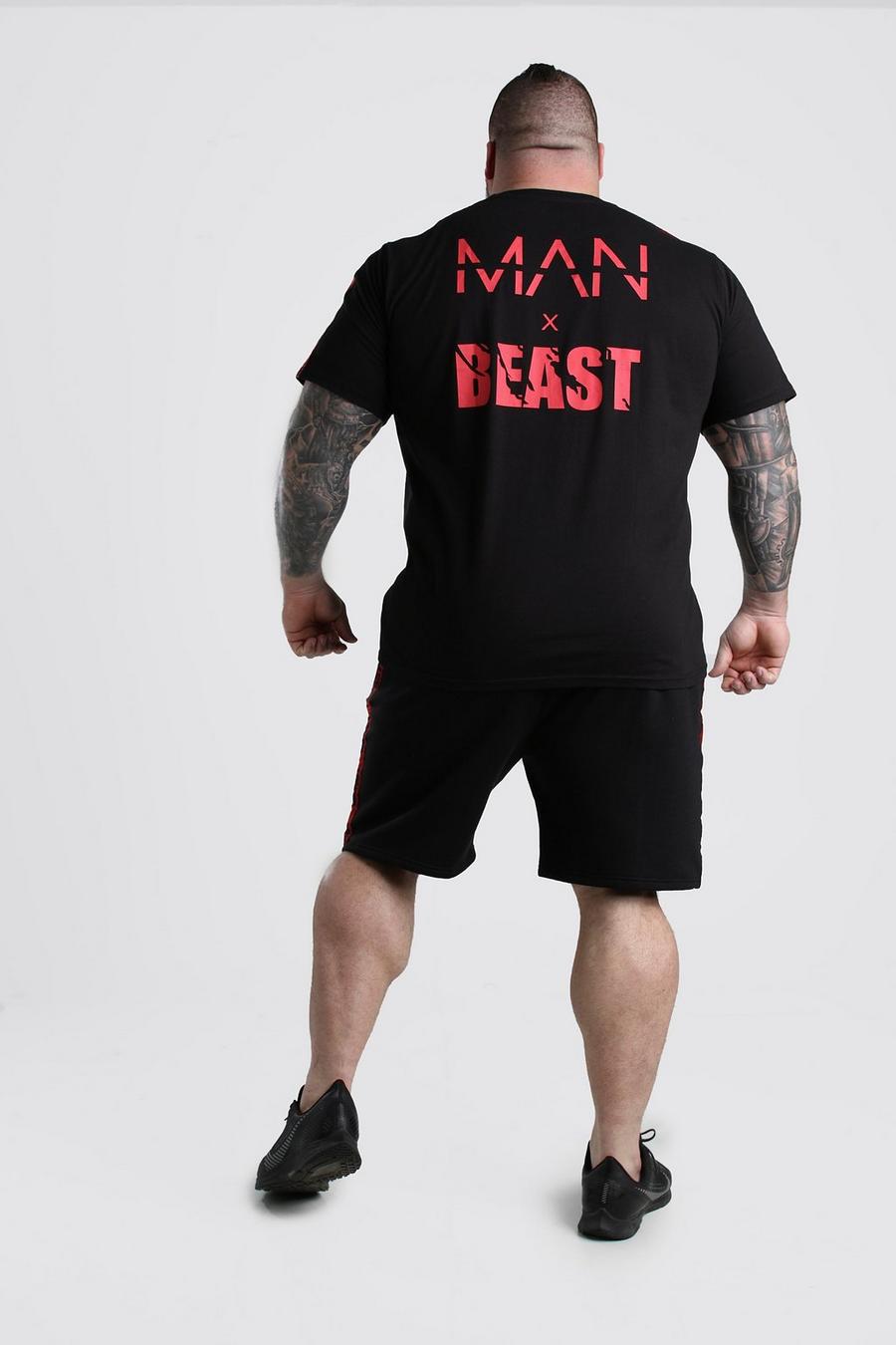 Black MAN x BEAST T-Shirt Short Set With Tape image number 1