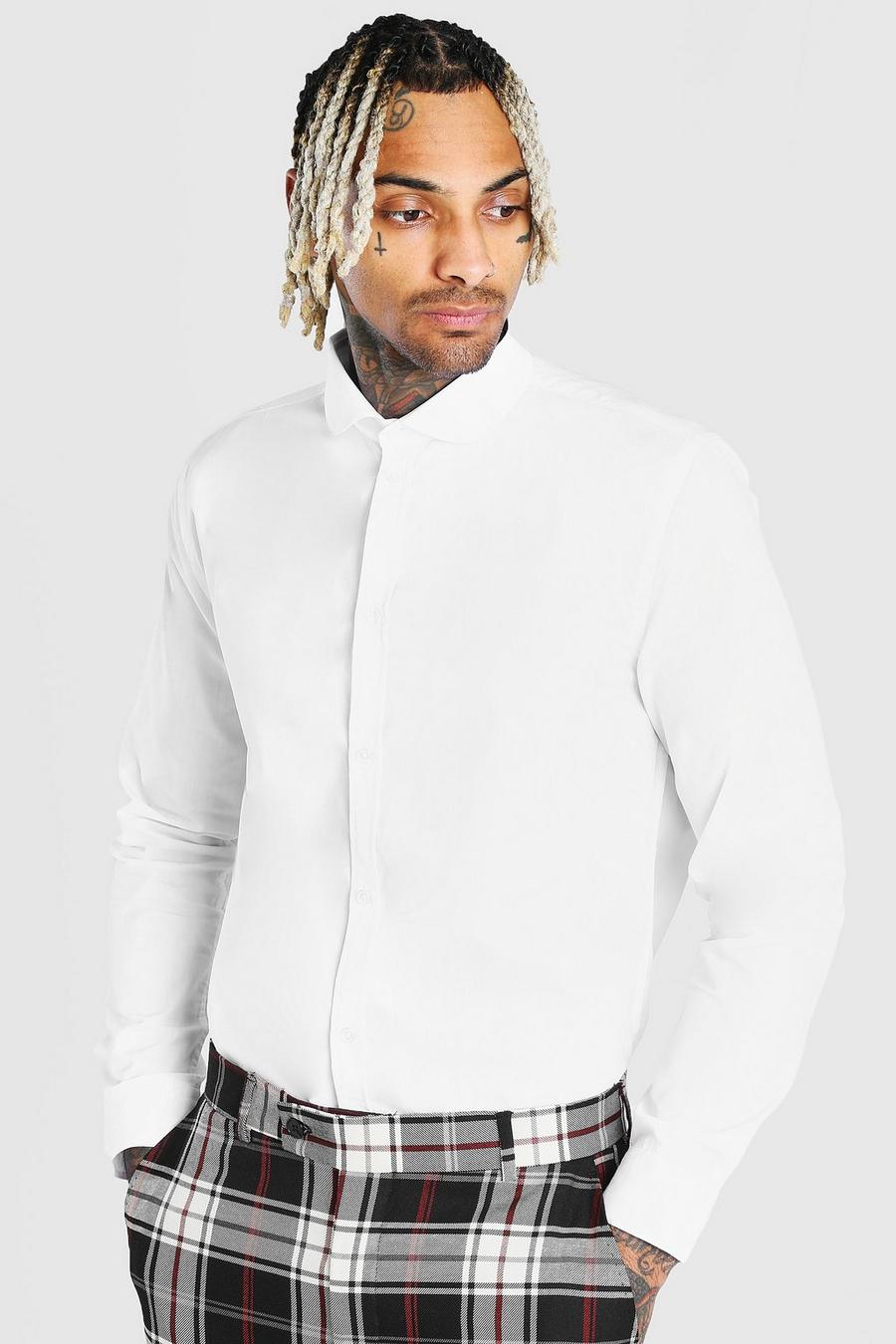 White Långärmad kostymskjorta med clubkrage image number 1