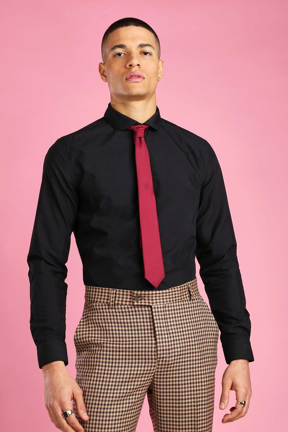 Camisa formal de manga larga con cuello penny