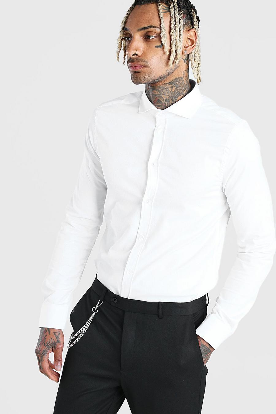 Muscle Fit Long Sleeve Cutaway Collar Formal Shirt image number 1