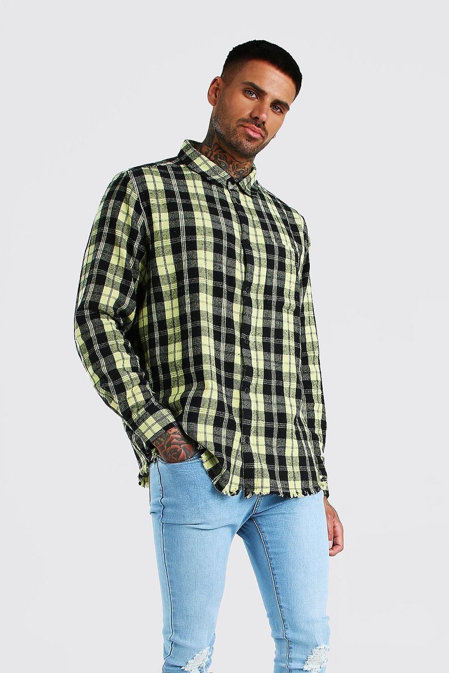 Yellow Long Sleeve Laundered Check Shirt image number 1