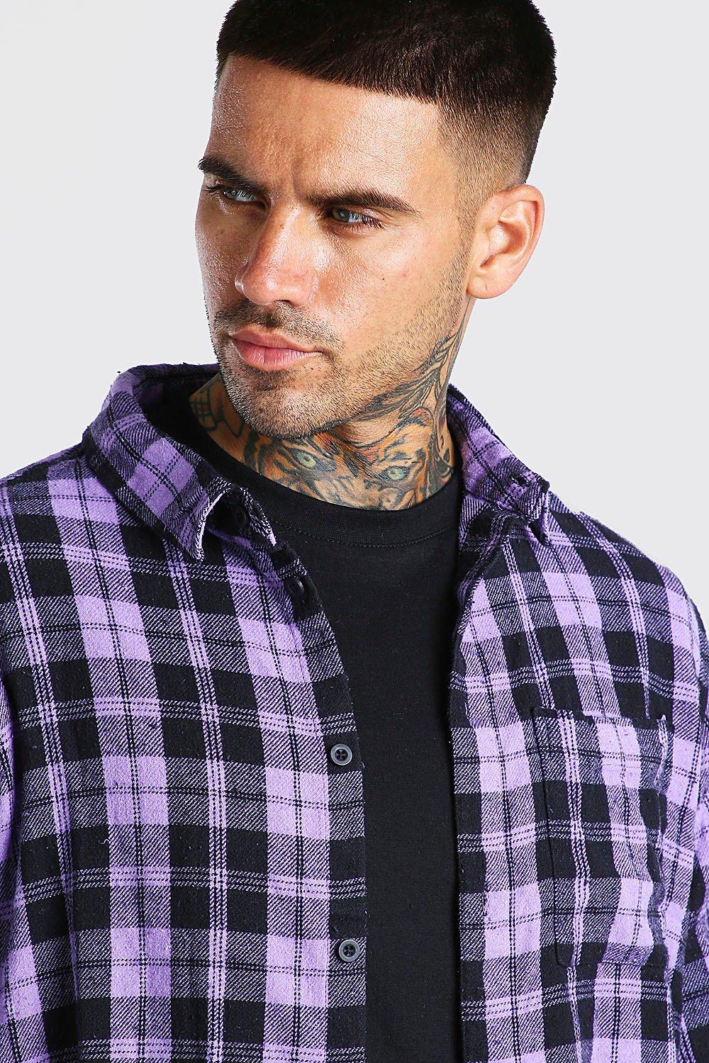 Camisa de cuadros morada new arrivals