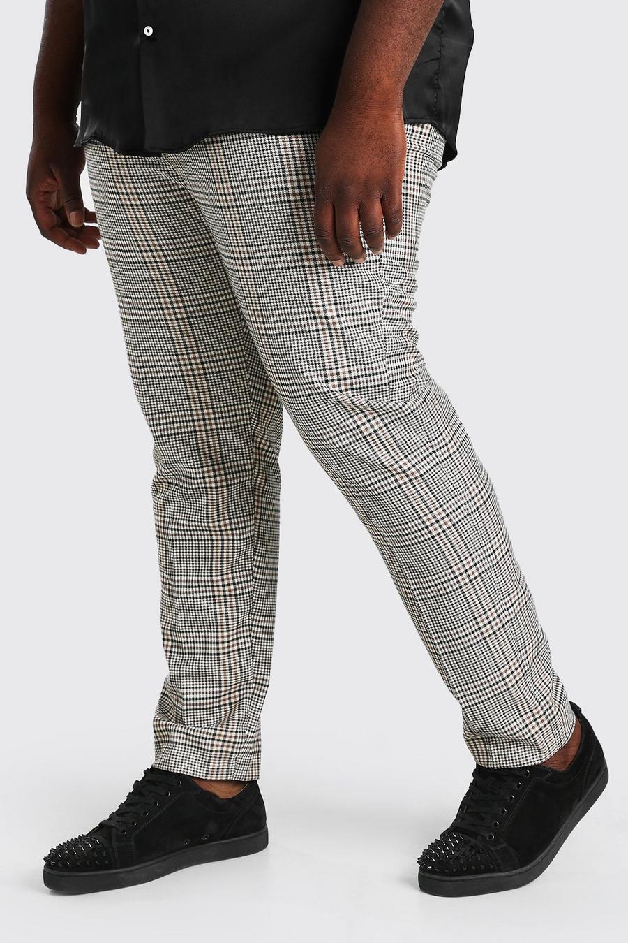Grande taille - Pantalon skinny motif pied-de-poule avec chaîne, Marron image number 1