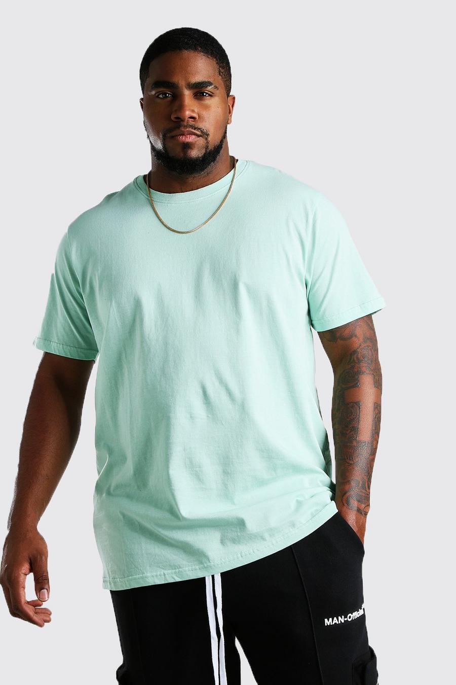 Big & Tall Länger geschnittenes, schlichtes T-Shirt, Minzgrün image number 1