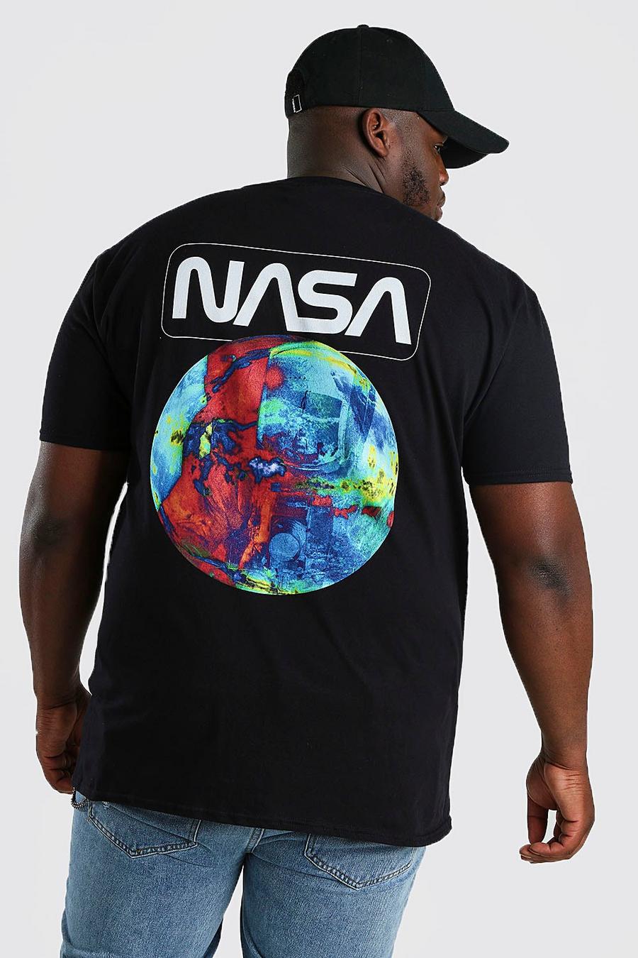 Black Plus Size NASA Print License T-Shirt image number 1