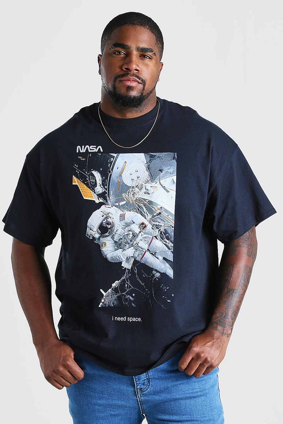 Black Plus Size NASA Space Print License T-Shirt image number 1