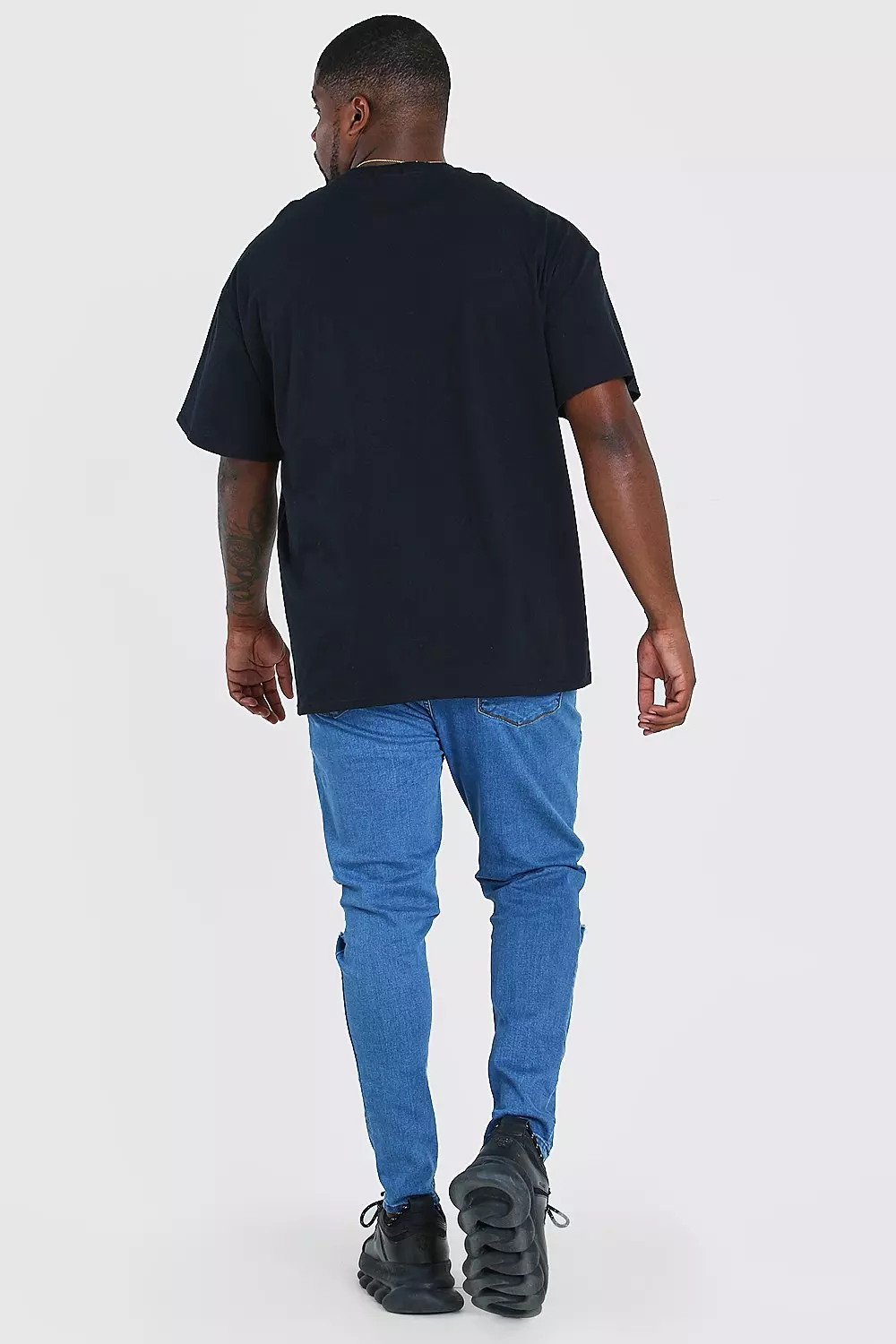 Mens Plus Size Nasa Sleeve Print License T-Shirt - Black