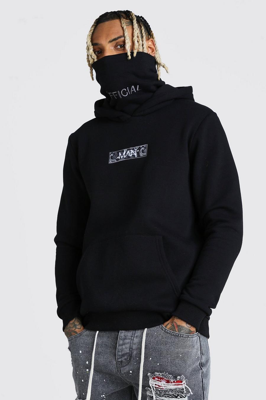 Black MAN Official Snood Hoodie With Bandana Box image number 1