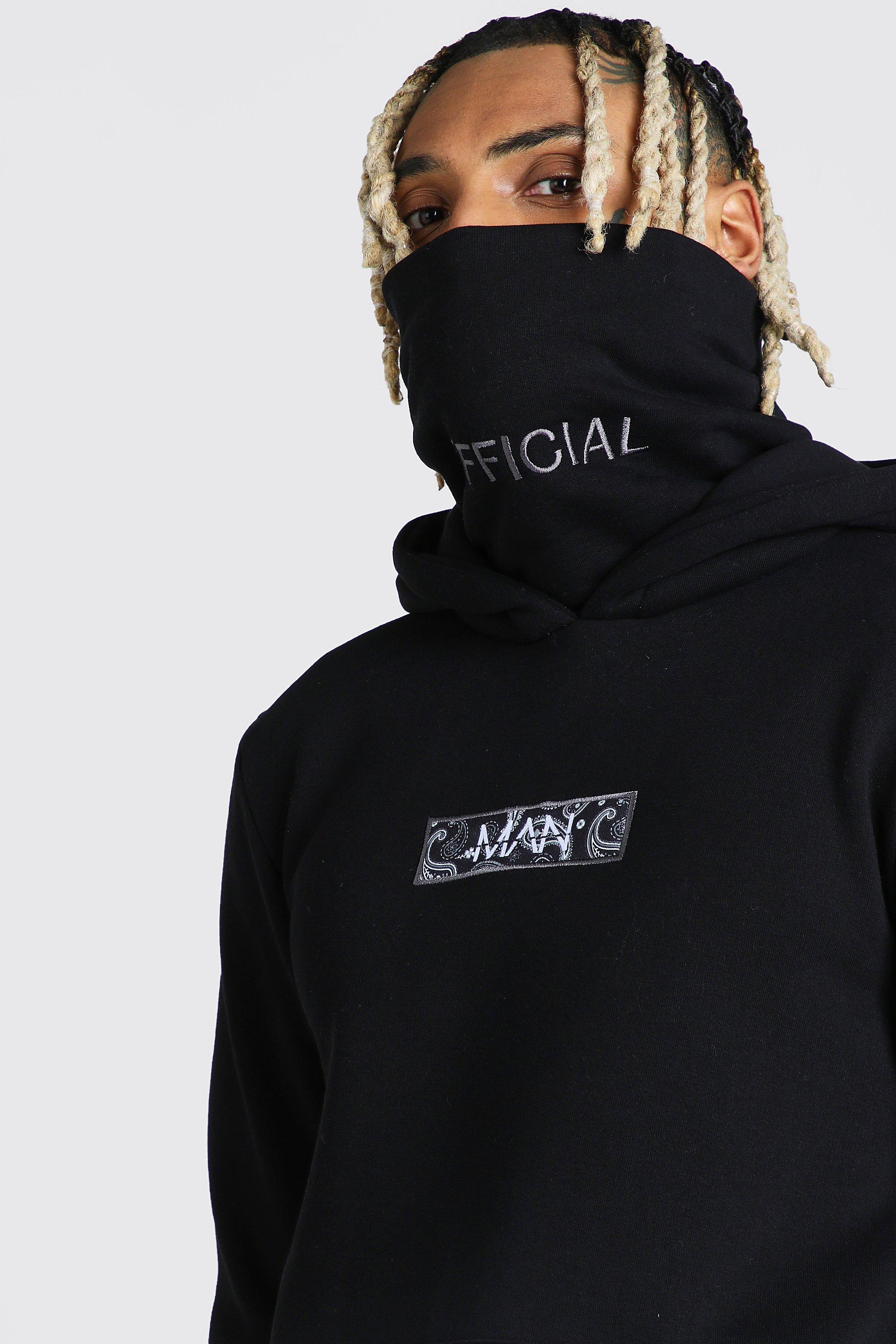 MAN Official Snood Hoodie With Bandana Box boohoo