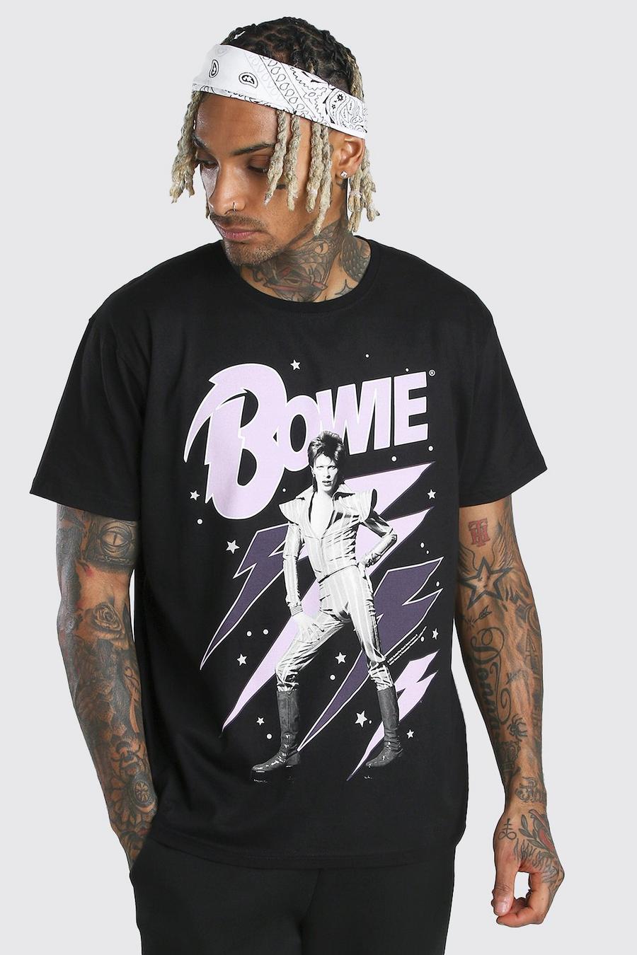 Camiseta con licencia ancha de David Bowie Lightning Bolt, Negro image number 1