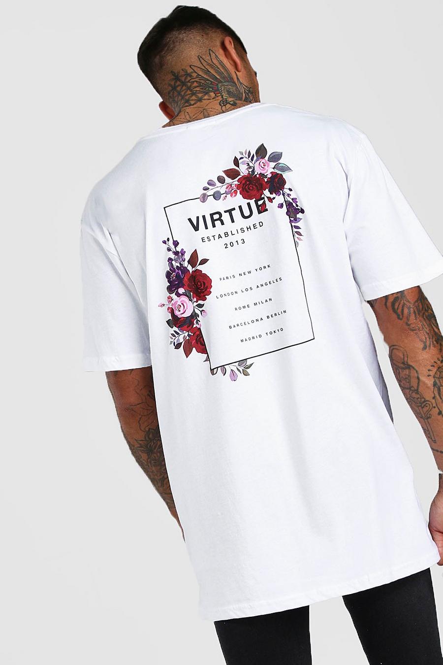 White Oversize t-shirt med blommor bak image number 1