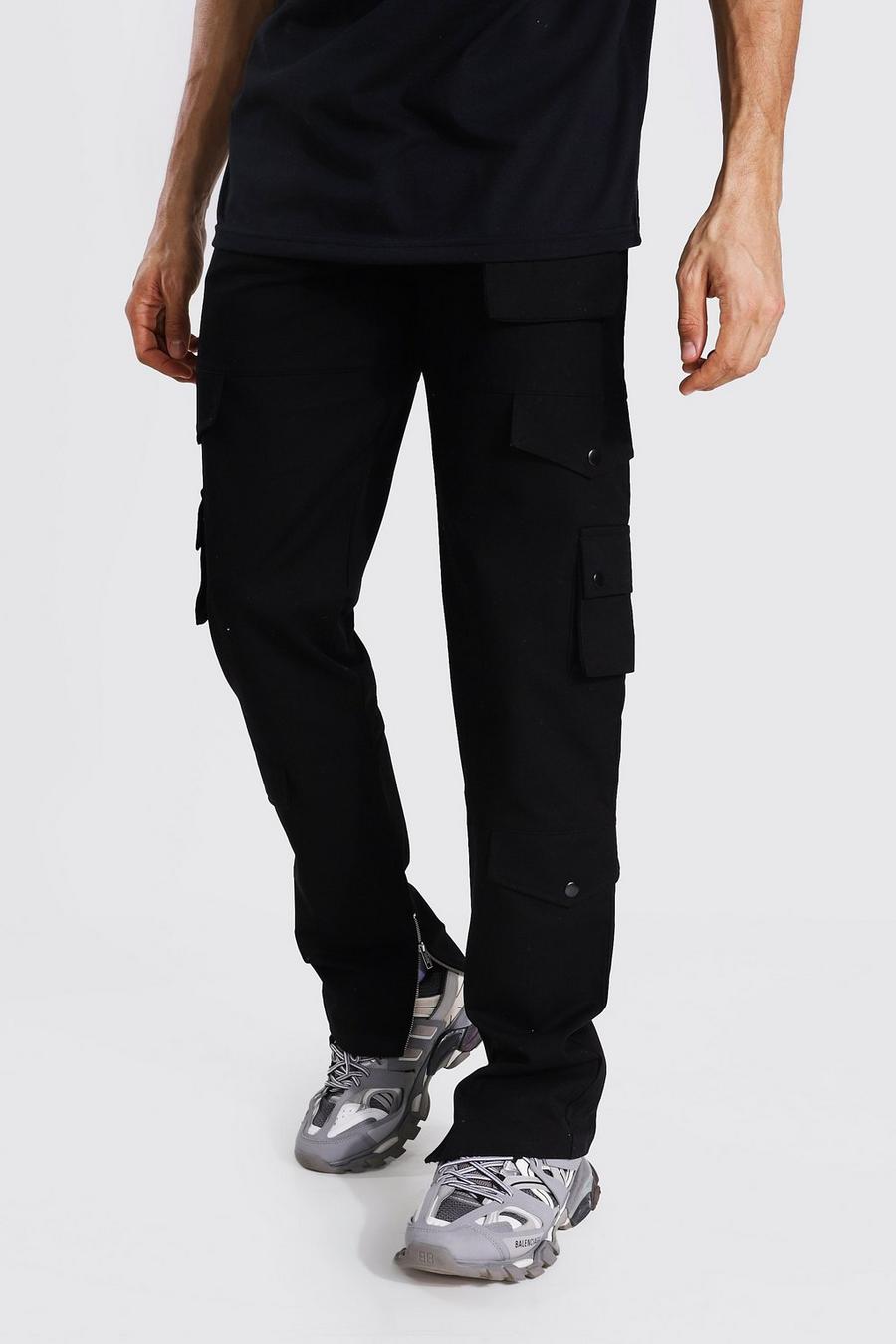Black Tall Relaxed Fit Twill Cargo Pants image number 1