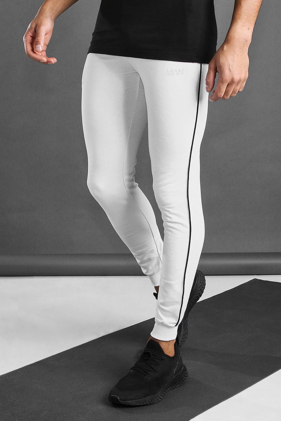 White vit MAN Active Skinny Fit Joggers With Piping image number 1