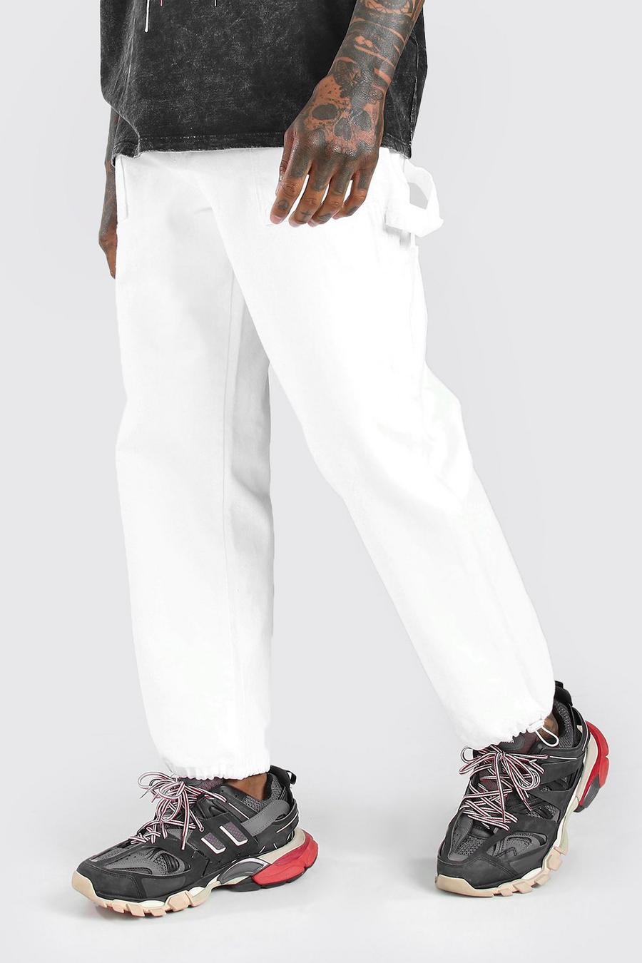 White vit Loose Fit Cargo Jeans With Drawstring Hem image number 1