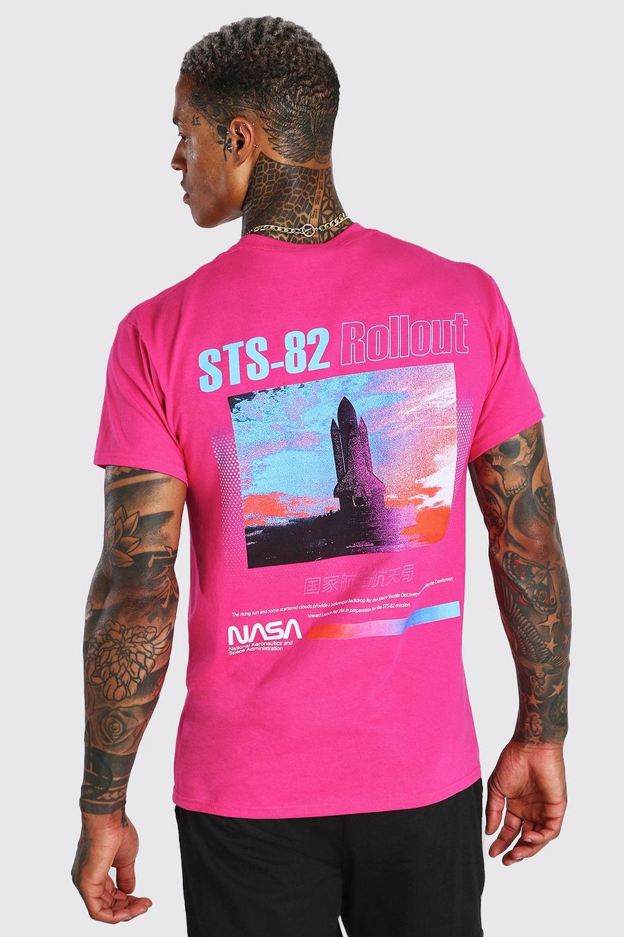 Roze Gelicenseerd Nasa Astronaut T-Shirt Met Voor- En Achteropdruk image number 1