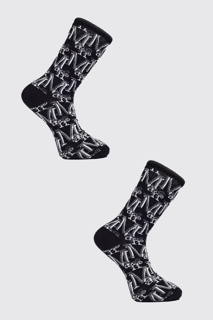 Black 2 Pack MAN Monogram Sock image number 1