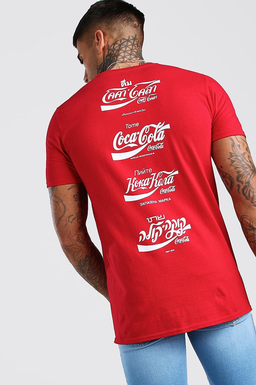 אדום טישרט עם הדפס ממותג של קוקה קולה מלפנים ומאחור  image number 1