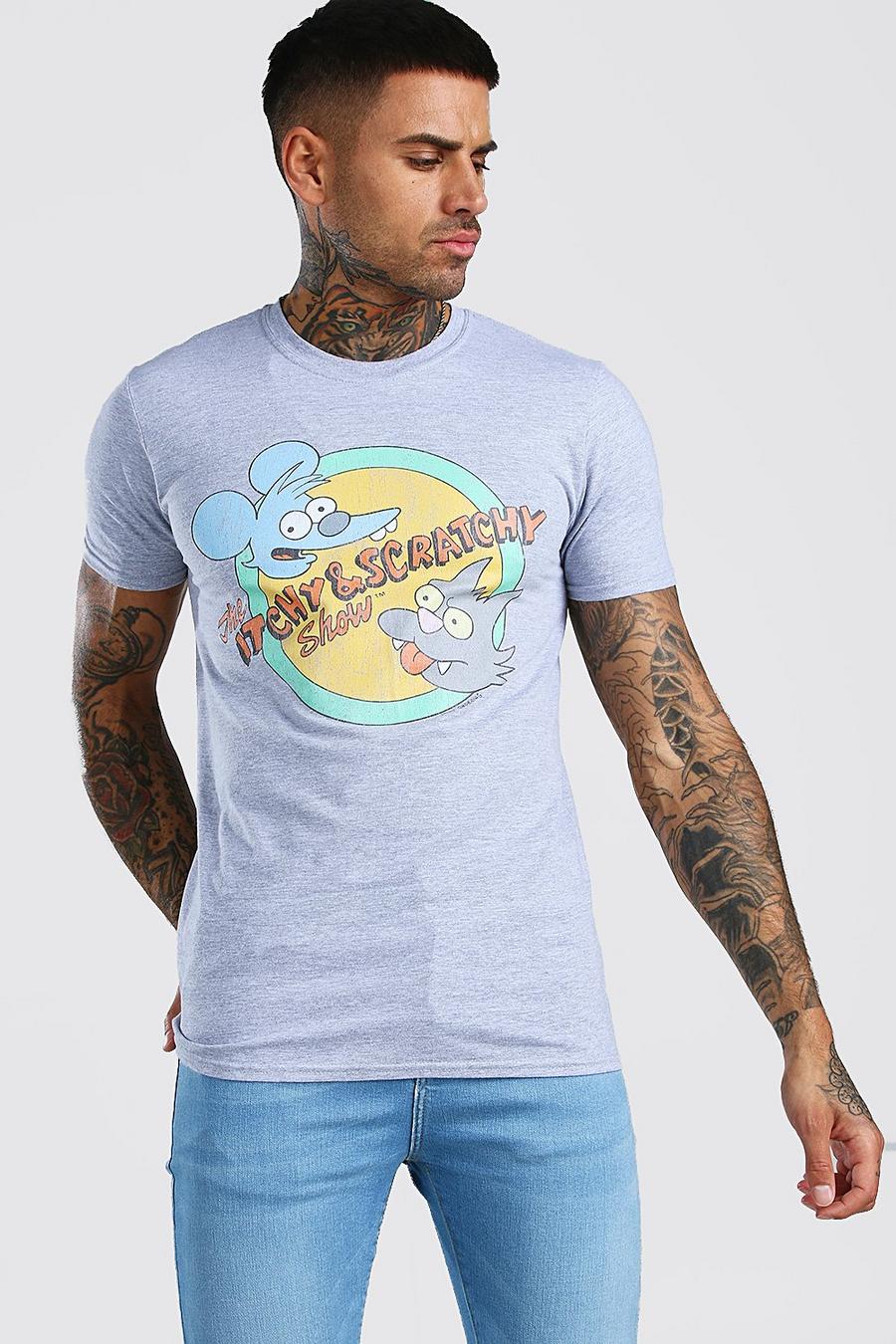 Grey "Itchy & Scratchy" T-shirt med tryck image number 1