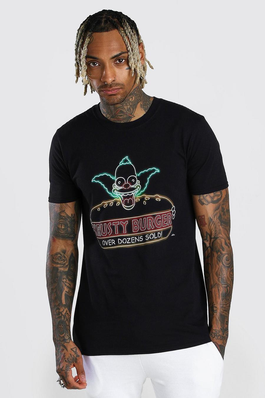 Black The Simpsons Krusty Burger License T-Shirt image number 1