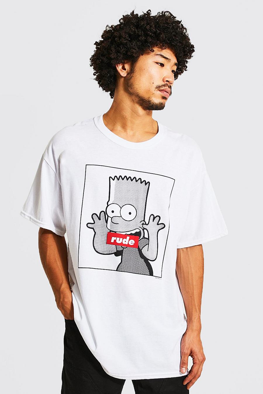 White Oversized Bart Simpsons Graphic T-Shirt image number 1