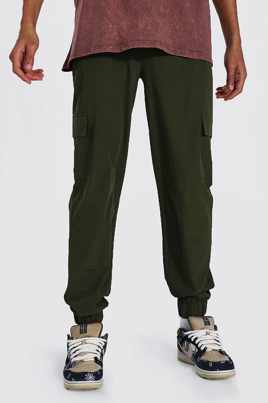 Khaki Tall Shell Zip Pocket Cargo Jogger Pants image number 1
