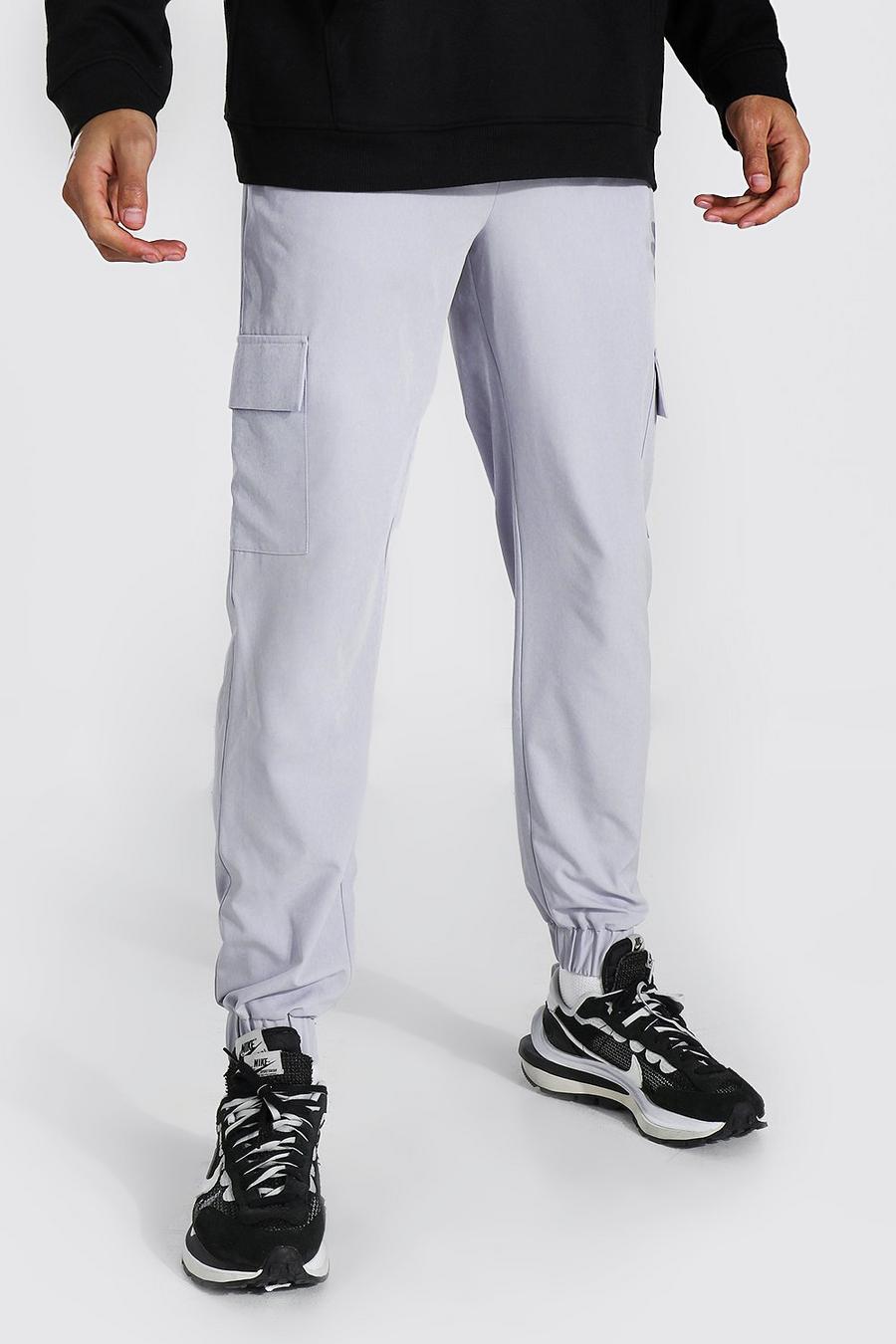 אפור כהה מכנסי ריצה דגמ"ח עם כיס עם רוכסן ובד מעטפת לגברים גבוהים image number 1