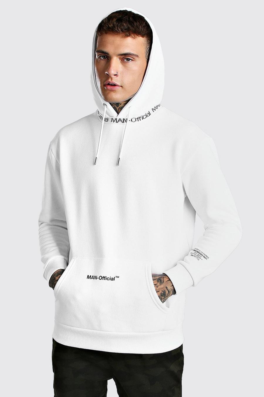 MAN Official Bedruckter Hoodie mit Rippdetail, Weiß image number 1