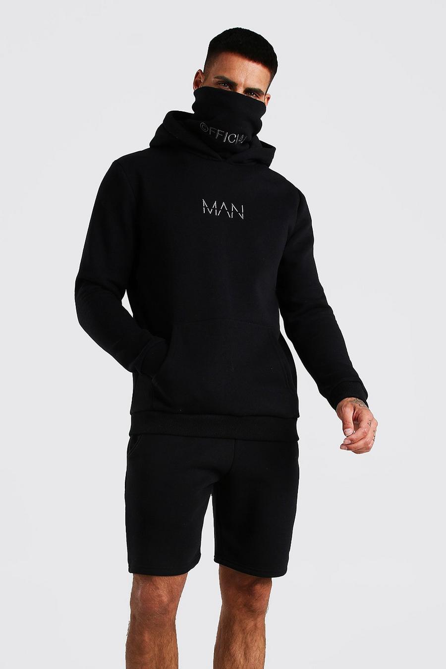 Black MAN Snood Hooded Short Tracksuit image number 1