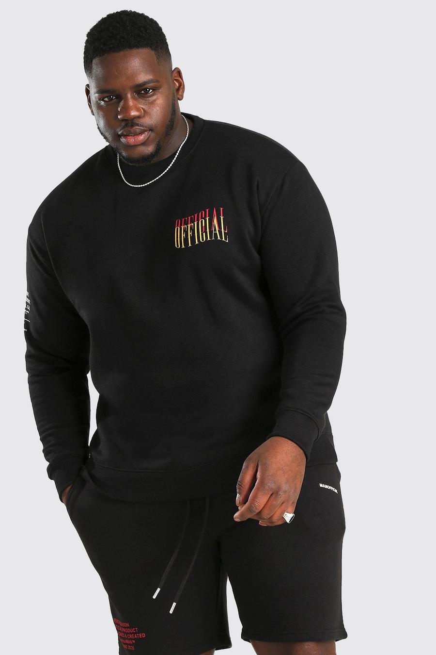 Black svart Plus Size Loose Fit MAN Official Sweater image number 1