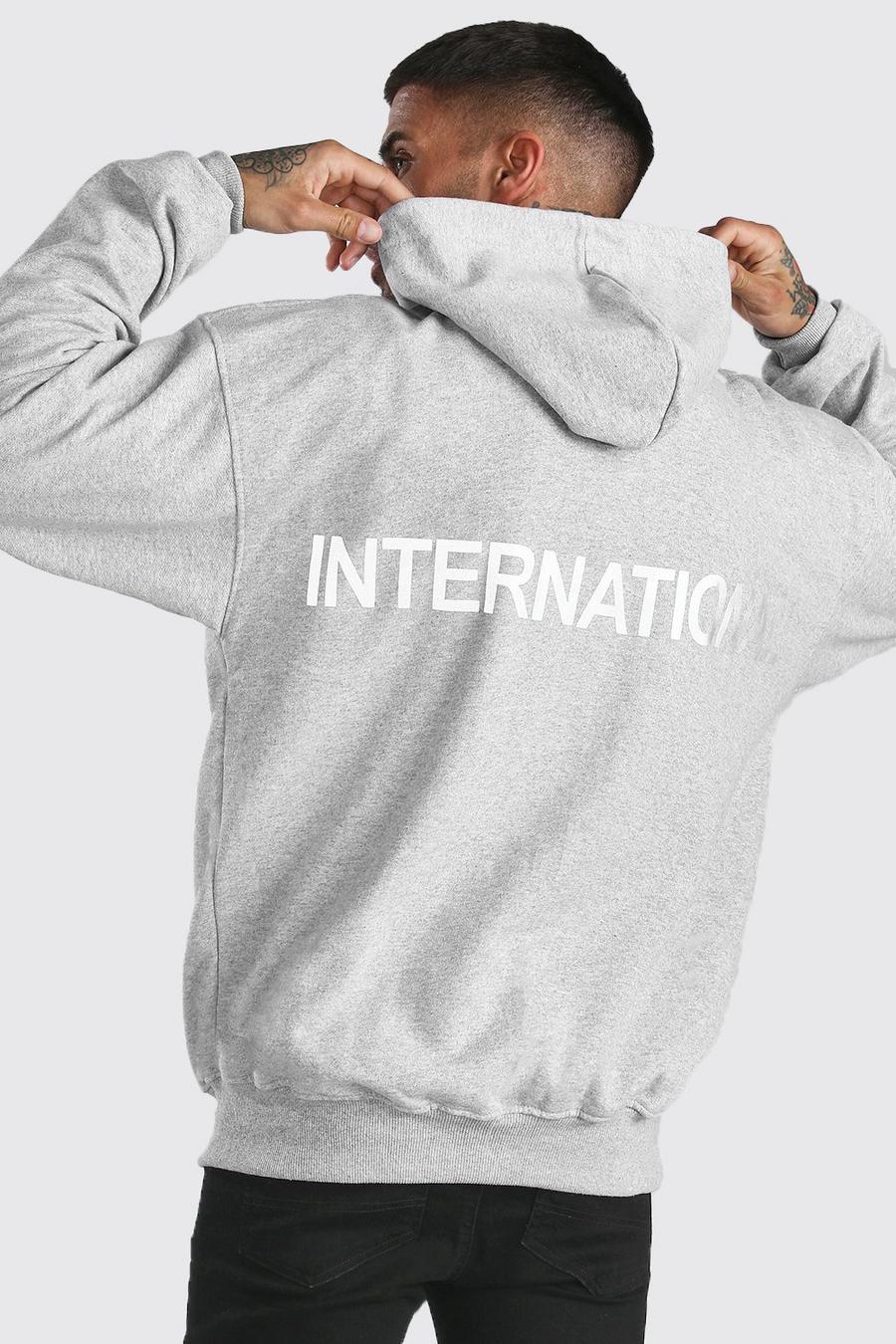 Oversized-Hoodie mit reflektierendem „International“-Print image number 1