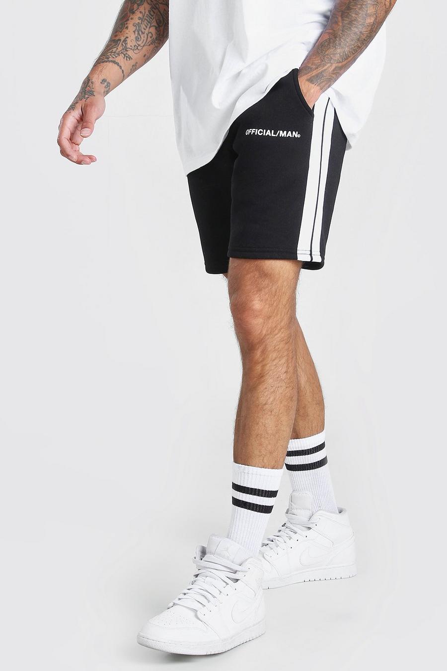 Black MAN Official Shorts med ledig passform och kantband image number 1