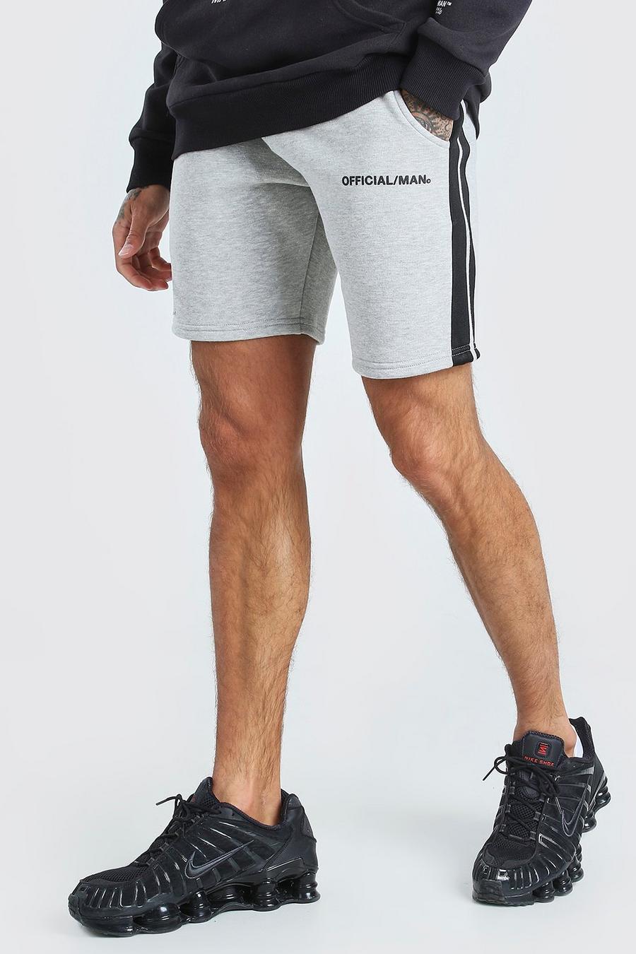 Grey MAN Official Relaxed Fit Shorts With Tape image number 1