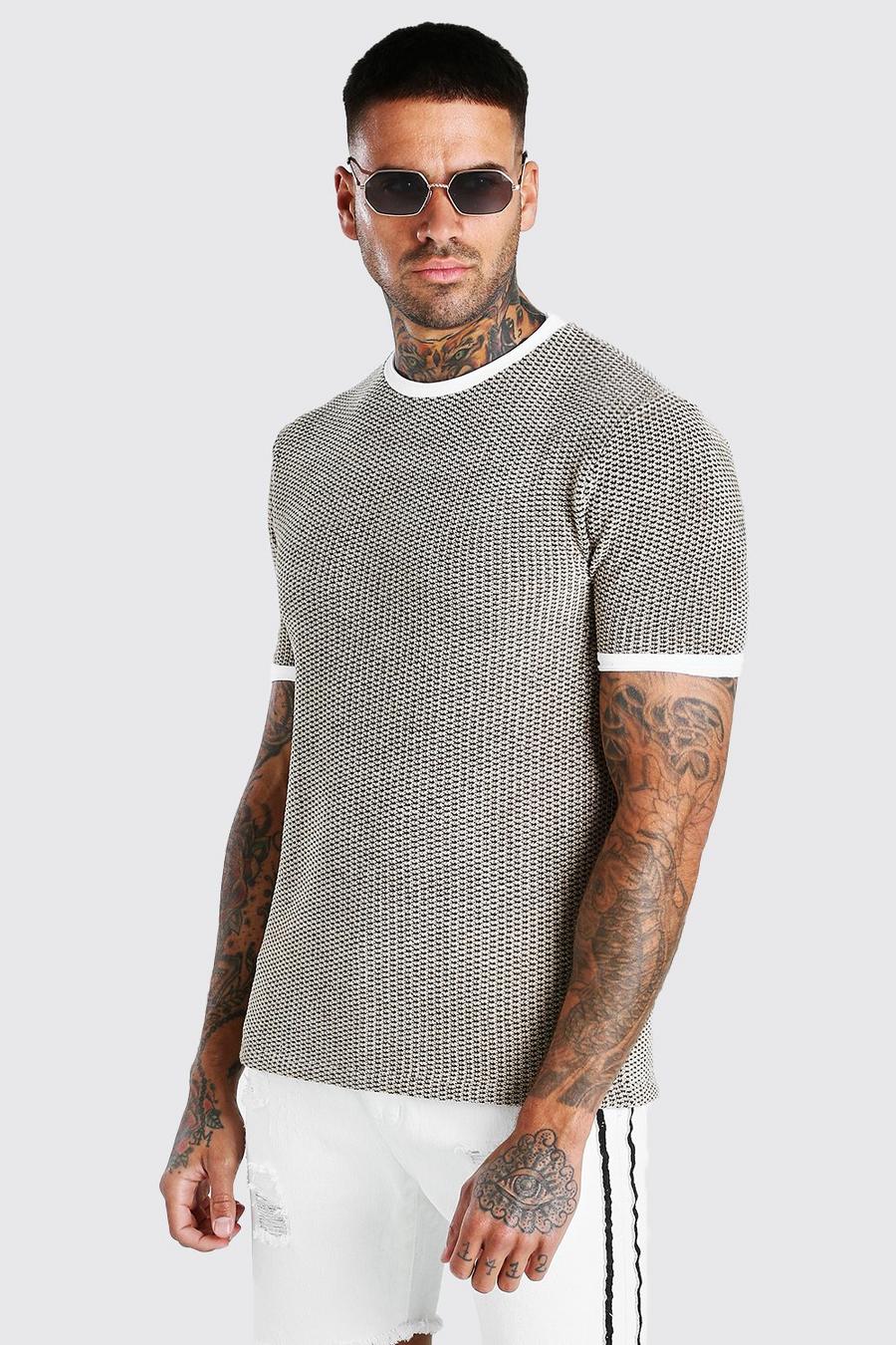 Regular Fit Geo Knitted T-Shirt image number 1