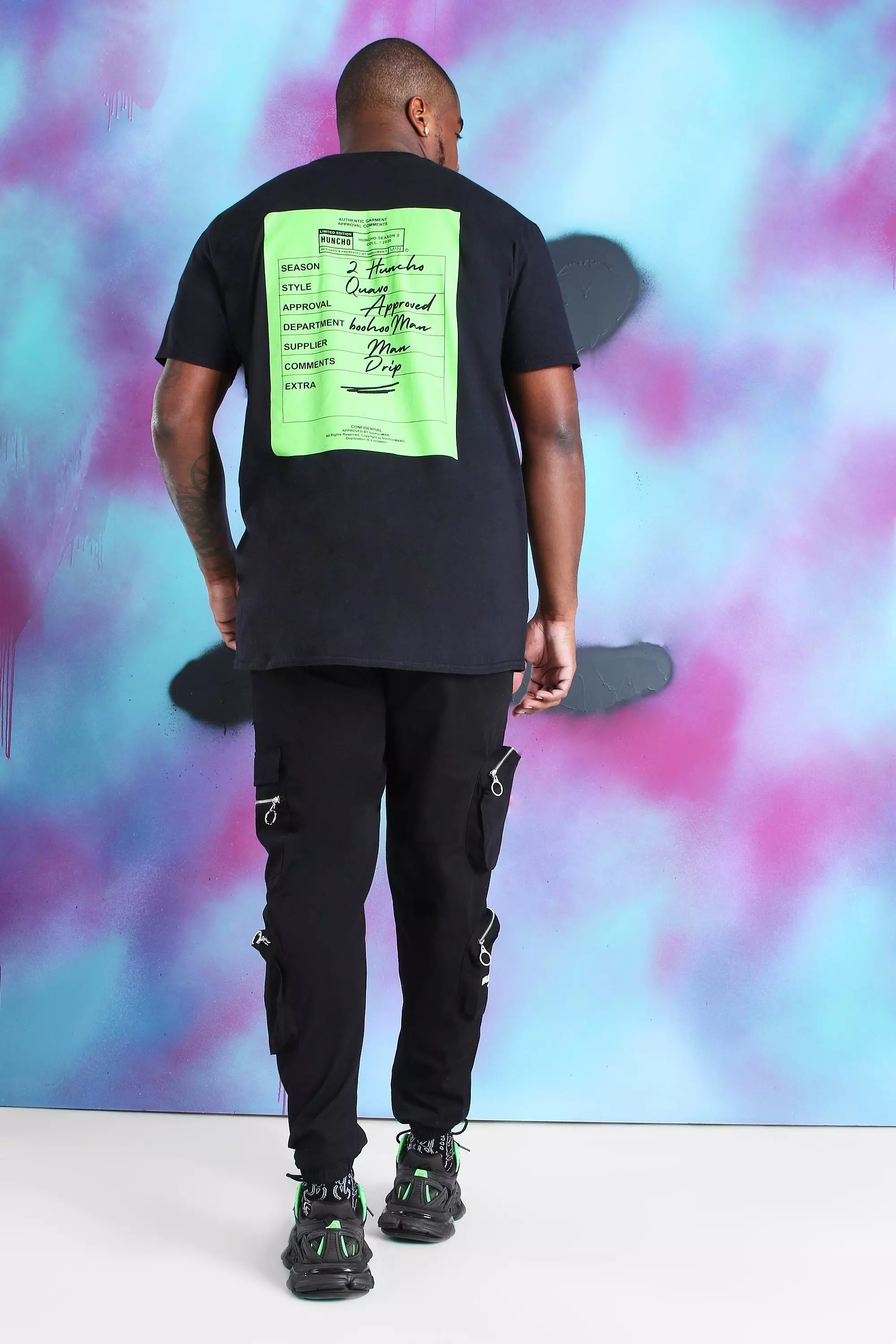 Black Plus Size Quavo Cargo Zip Pockets Trouser alternative image