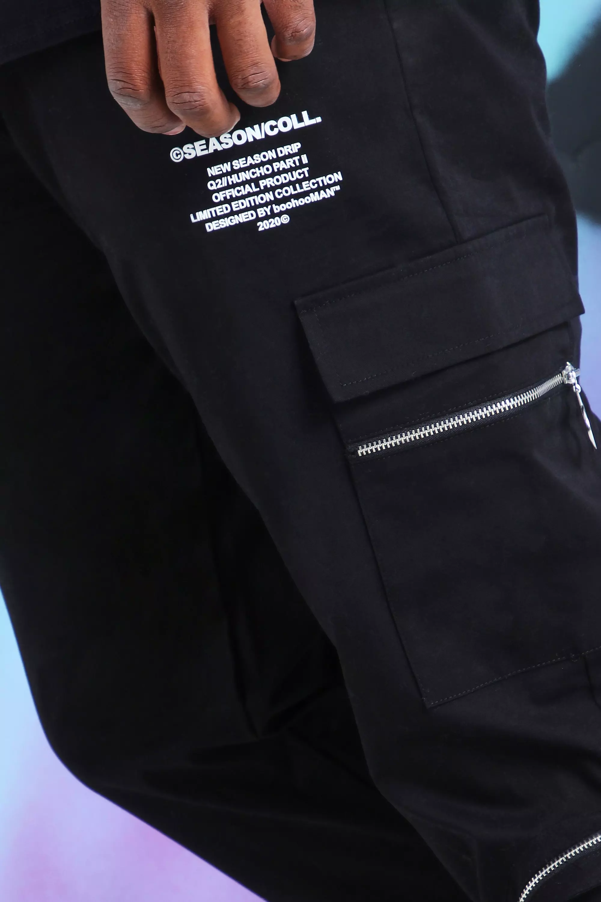 Black Plus Size Quavo Cargo Zip Pockets Trouser alternative image