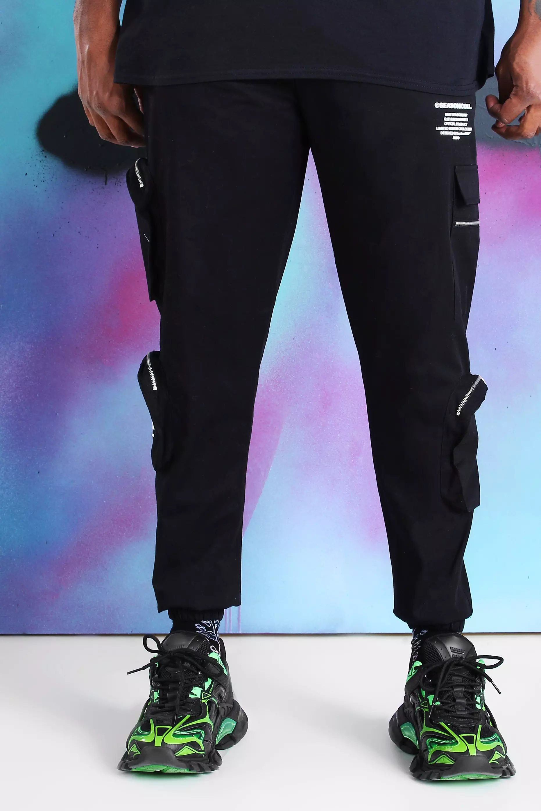 Black Plus Size Quavo Cargo Zip Pockets Trouser alternative image