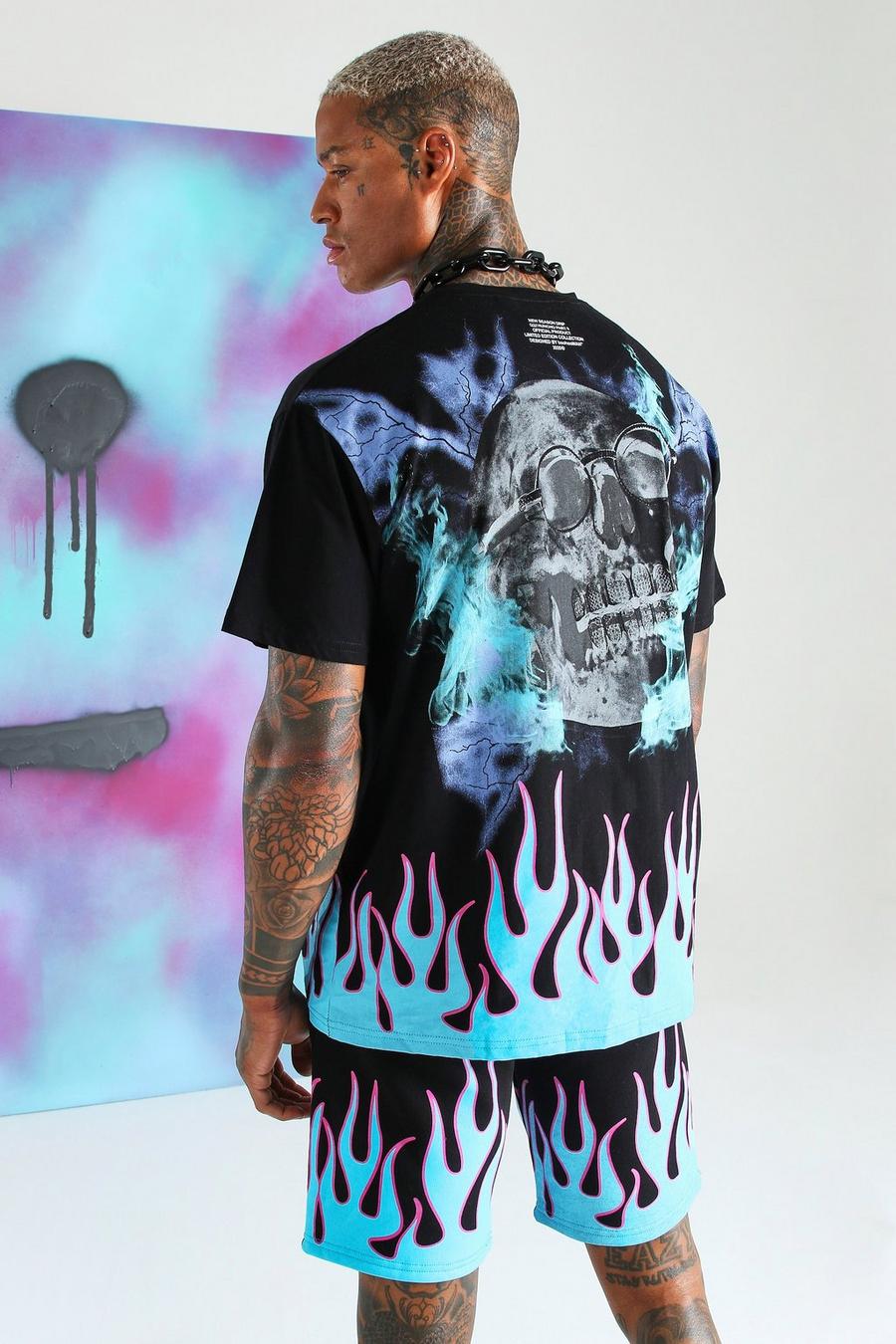 Quavo T-shirt Skull And Flame, Nero image number 1