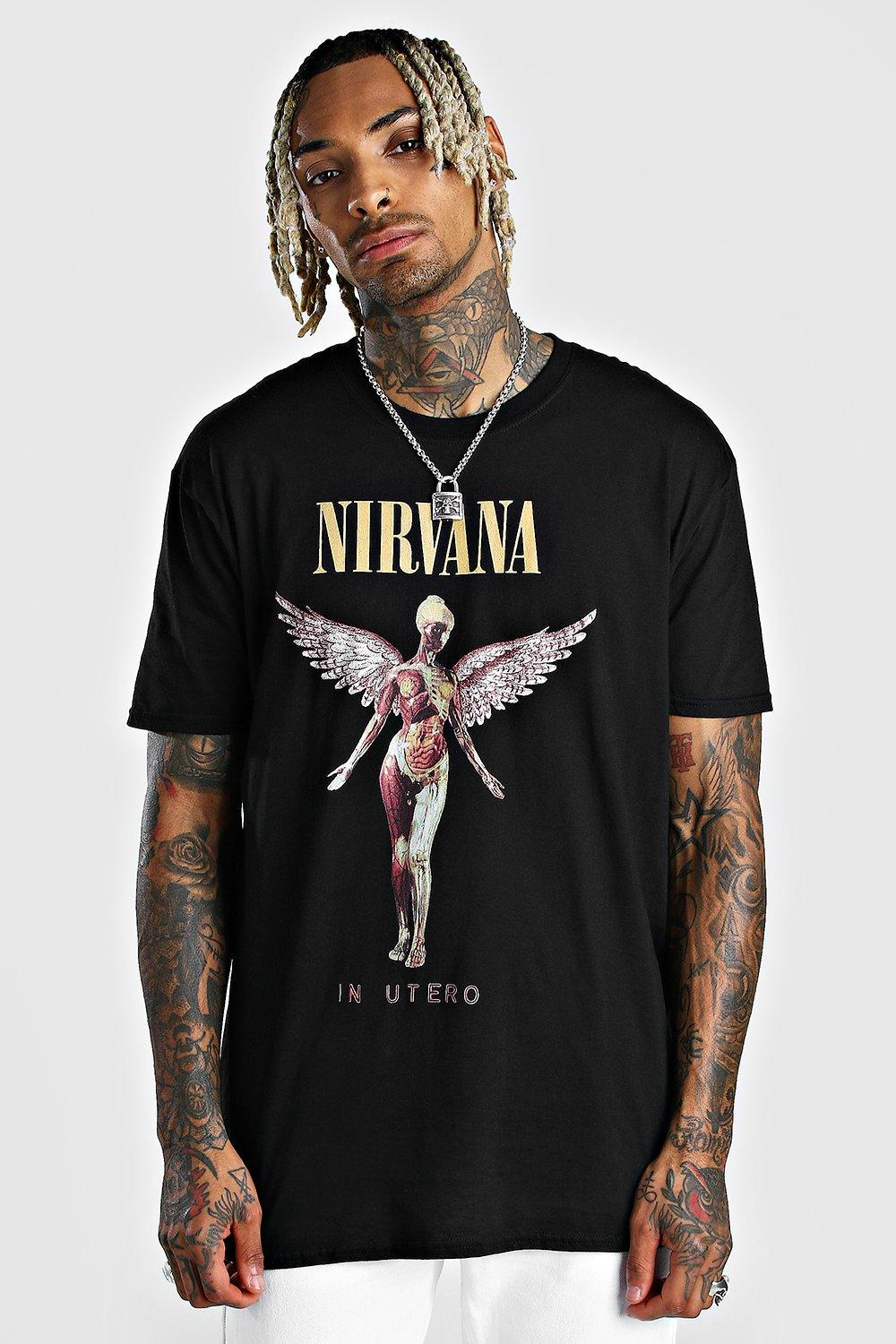 Men's Oversized Nirvana License T-Shirt | boohoo