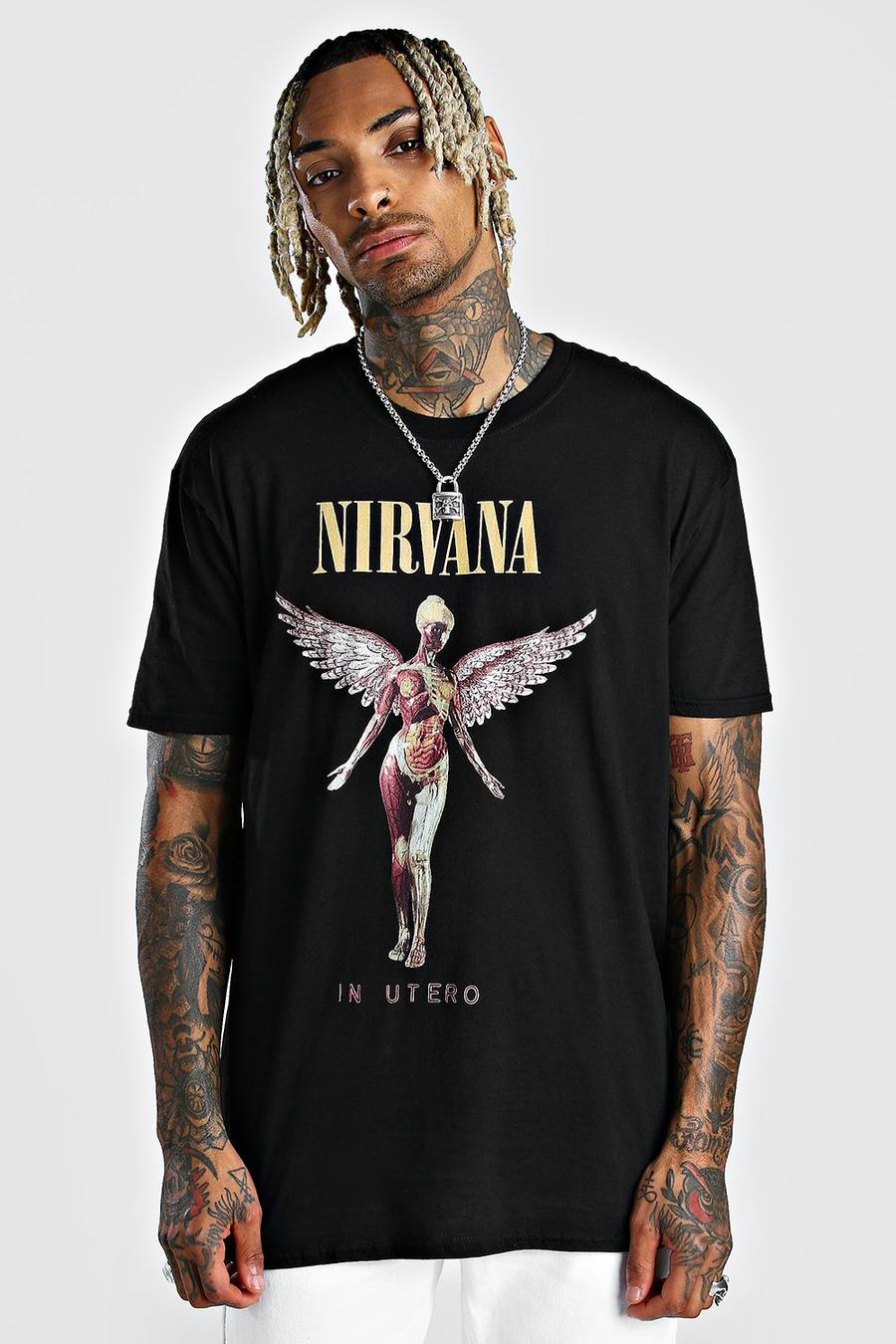 Black svart Nirvana T-shirt med tryck