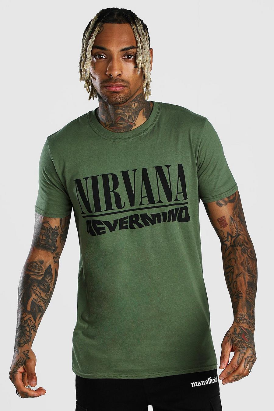 Green "Nevermind" T-shirt med Nirvana-tryck image number 1