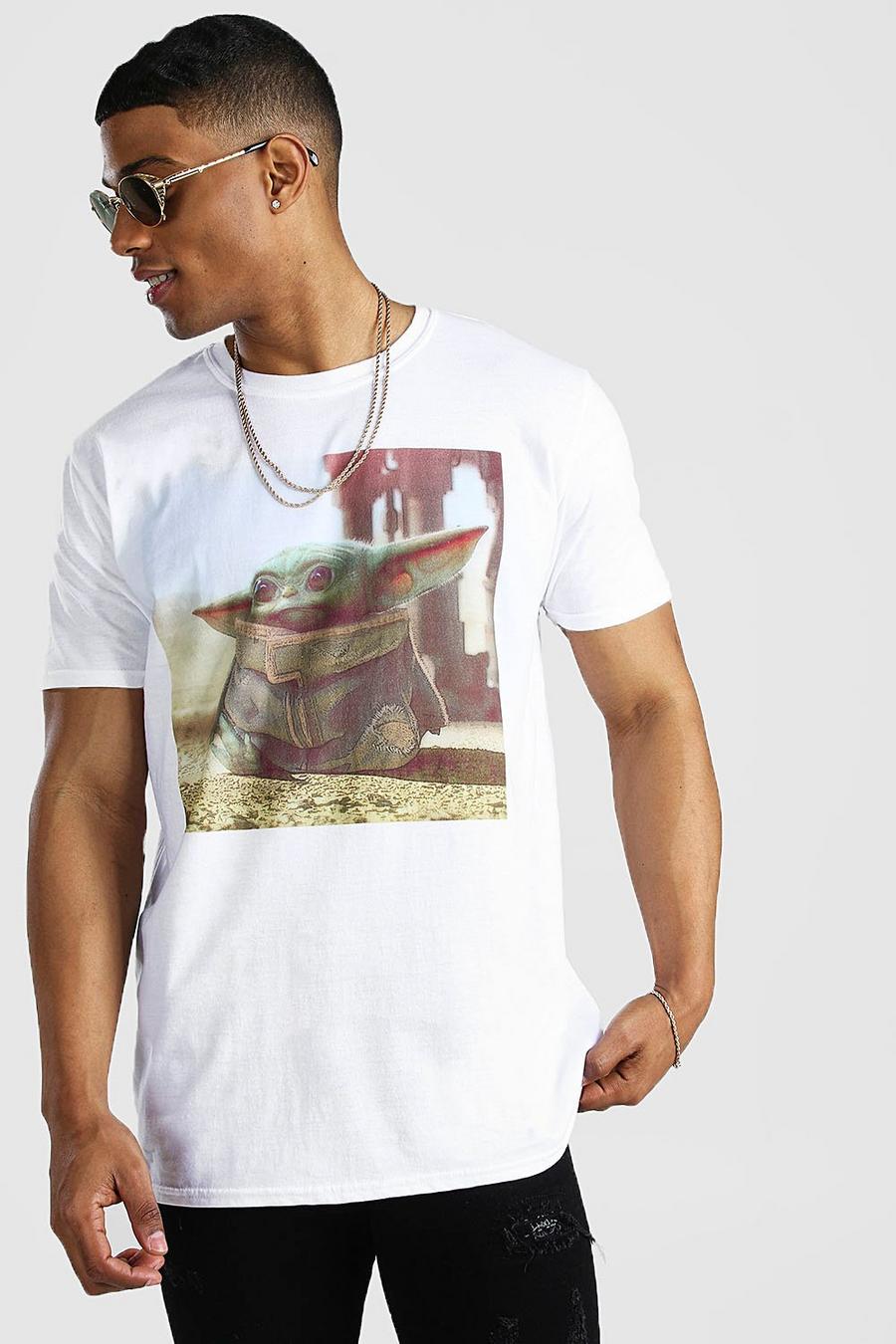 Lizenziertes T-Shirt mit „Baby Yoda“-Print, Weiß image number 1