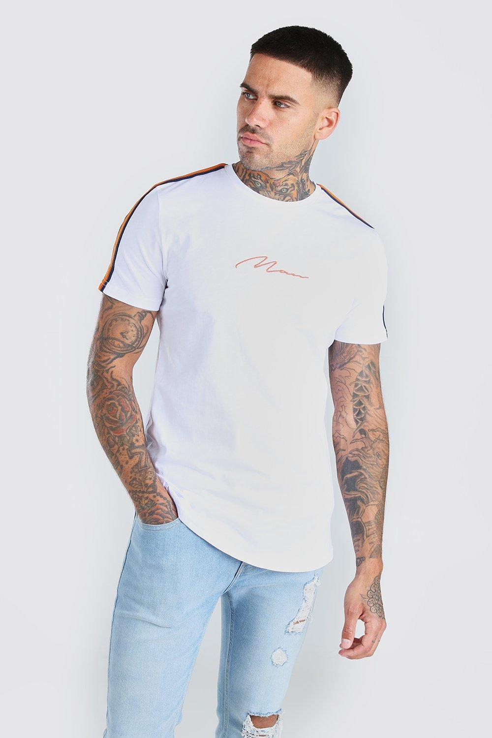 curved hem t shirt