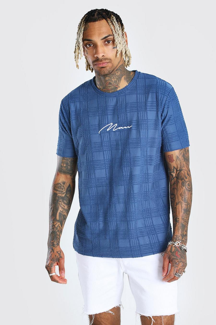 Blue Man Signature Tonal Jacquard Check T-Shirt image number 1
