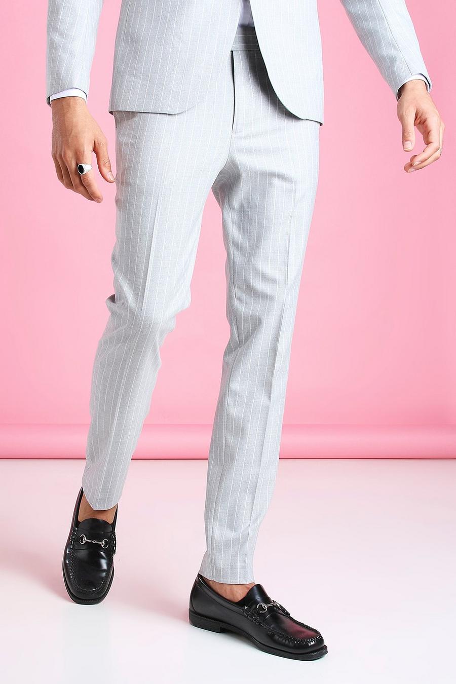 Light grey Skinny Pinstripe Suit Pants image number 1